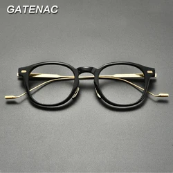 Vintage Acetate Titanium Eyeglasses Frame Men Myopia Prescription Optical Glasses Frame Women Korea Retro Luxury Brand Eyewear