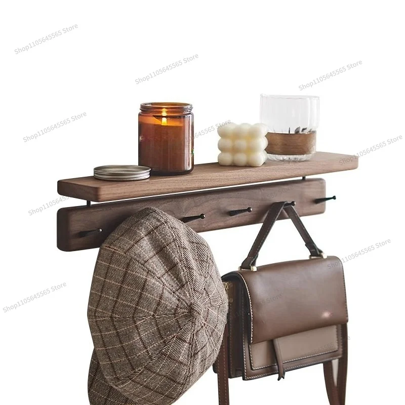 For  Solid Wood Hangers for Household Use, Brass Hooks for Storage Rack