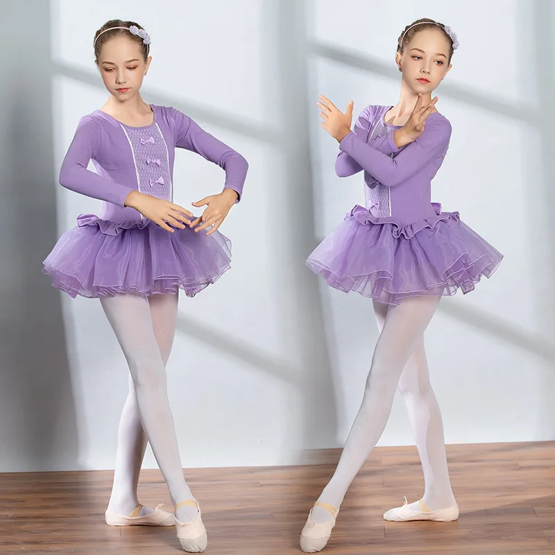 

Children's Dance Dress Spring and Autumn Ballet Dress Girl's Long sleeved Grading Practice Dress Dance Chinese Dance Cloth