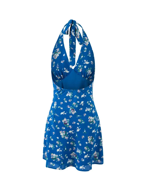 Sexy American Sle Floral Print ter Ne Slim Fit ort Dr Women's High Waist Vaion Skirt Summer Season No Sve