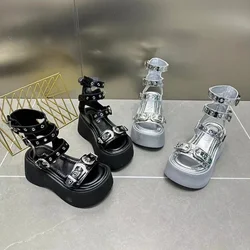 Summer Women High Heel Sandals Platform Gladiator Shoes Fashion Belt Buckle Street Punk Gothic girls Comfortable Casual Trendyol