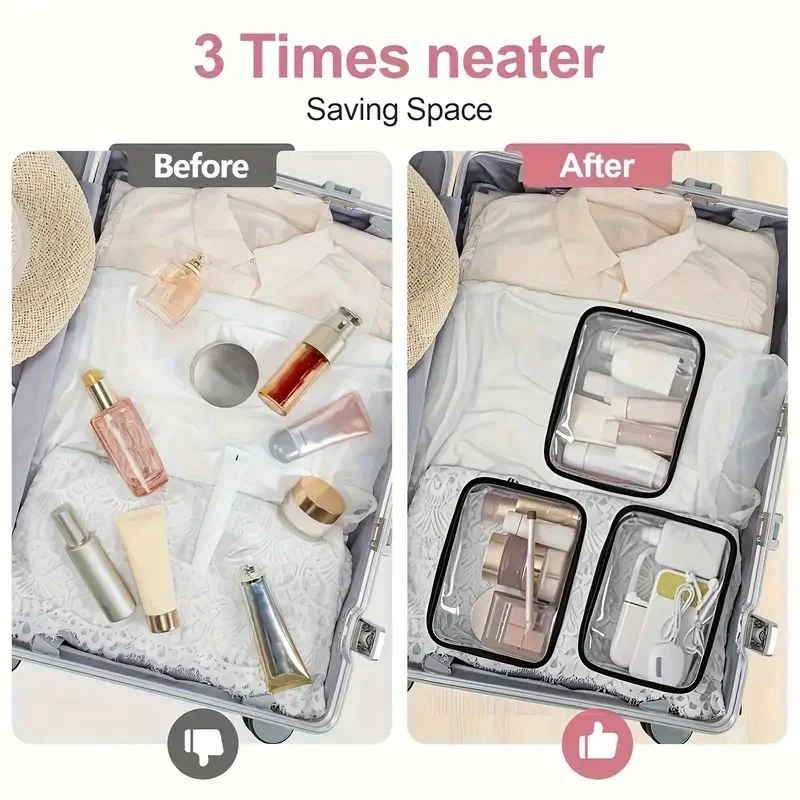 Multipurpose Transparent Tote Bag - Clear Zipper Carry Case for Toiletries, Makeup, Electronics Ideal for Travel, Gym, Airport image 3