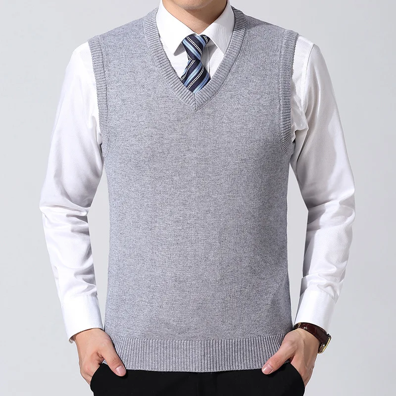 MRMT 2024 Brand Autumn Winter New Men's Sweater Vest Pure Color Wool Pullover for Male Vest V Collar Sweater Vest