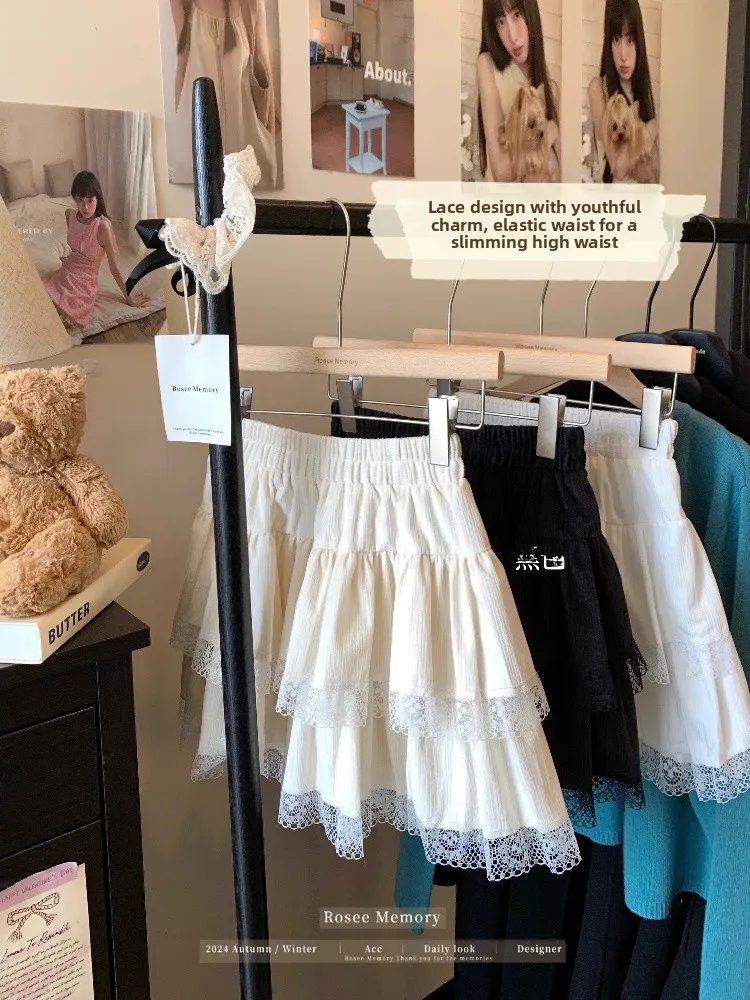 

Нежная кружевная юбка-кейк с вставками, женская, на резинке, А-силуэт, утягивающая, омолаживающая, в стиле принцессы, короткая