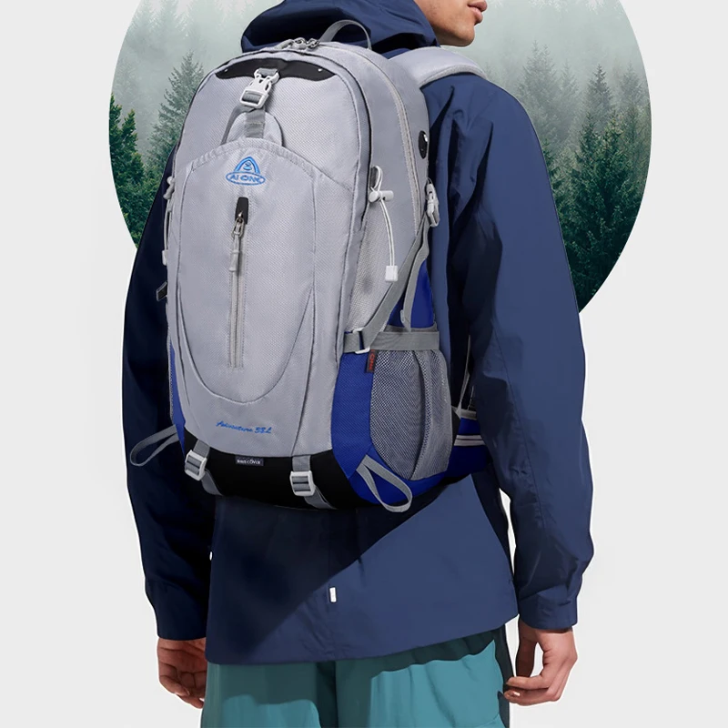 Mochila de senderismo para hombre, bolsa impermeable de 37L, con cubierta para lluvia, ligera, para montañismo y viajes