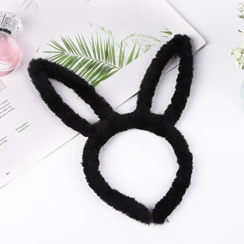 Diadema de orejas de conejo de felpa para niños y niñas, diadema de oreja de conejo para adultos, disfraz de vestido de lujo, diadema para fiesta de