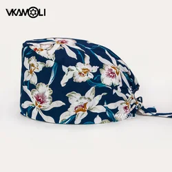 Gorros de algodón con estampado de flores, gorro ajustable, absorbente de sudor, elástico, multicolor, de alta calidad, a la moda