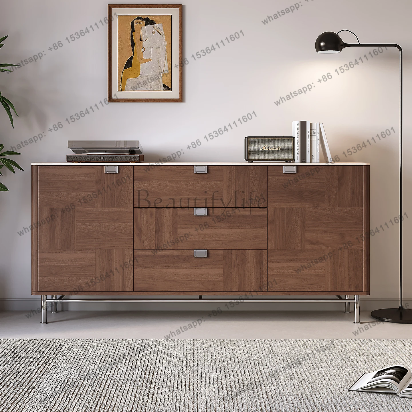 

All solid wood dining side cabinet countertop rock slab 45689 bucket living room against the wall mystery cabinet locker