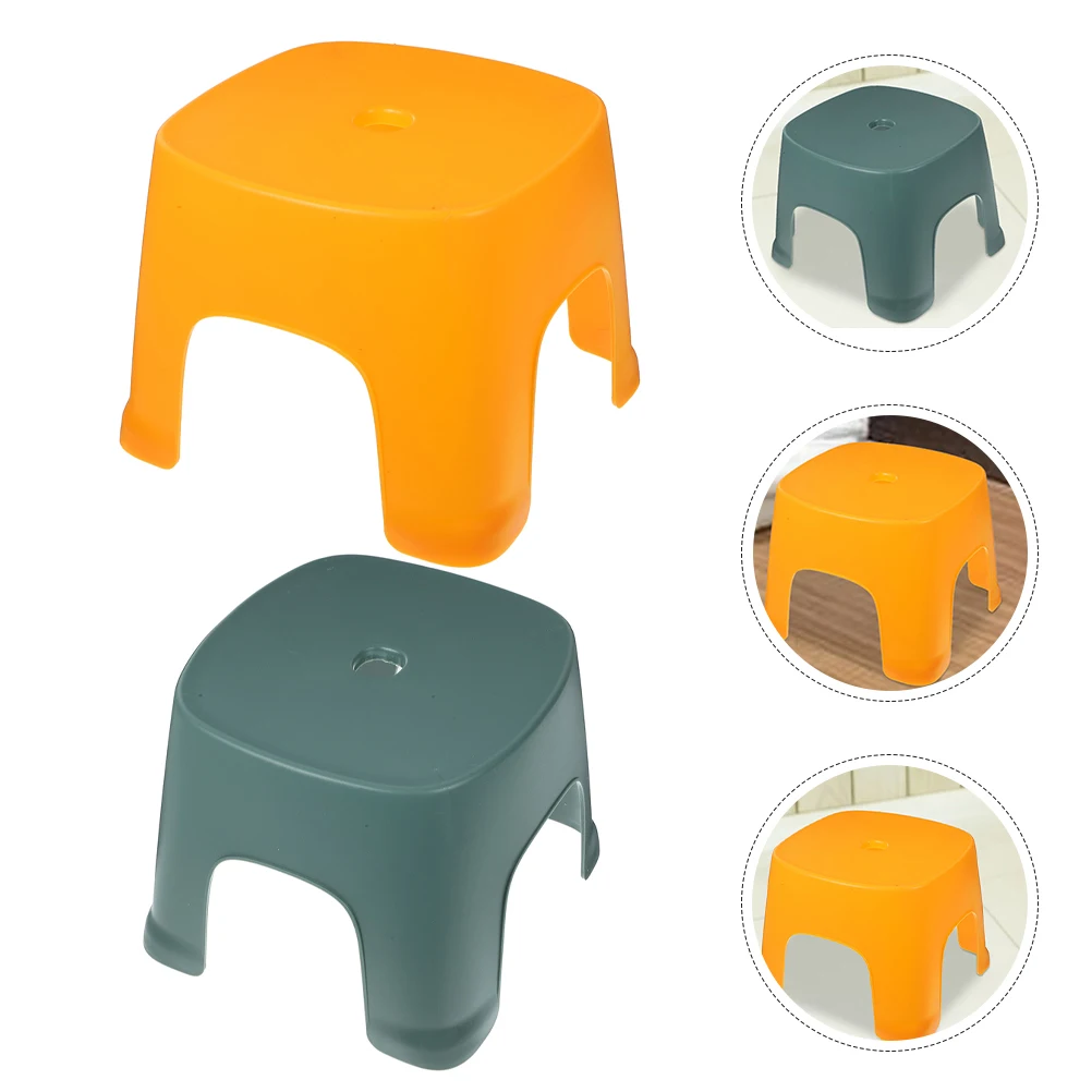 2 pièces escabeau en plastique ménage pied tabouret antidérapant Compact léger pour salle de bain toilette escabeau pour adultes enfants meubles