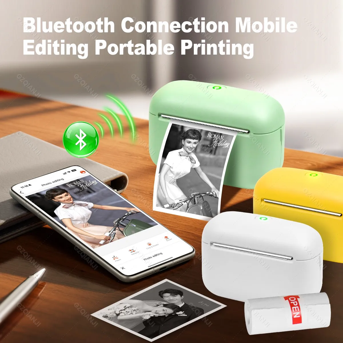 300 ديسيبل متوحد الخواص طابعة حرارية صغيرة للملصقات بلوتوث لا طباعة الحبر المحمولة صانع آلة وضع العلامات لتقوم بها بنفسك اسم ملصق شارة السعر تسمية