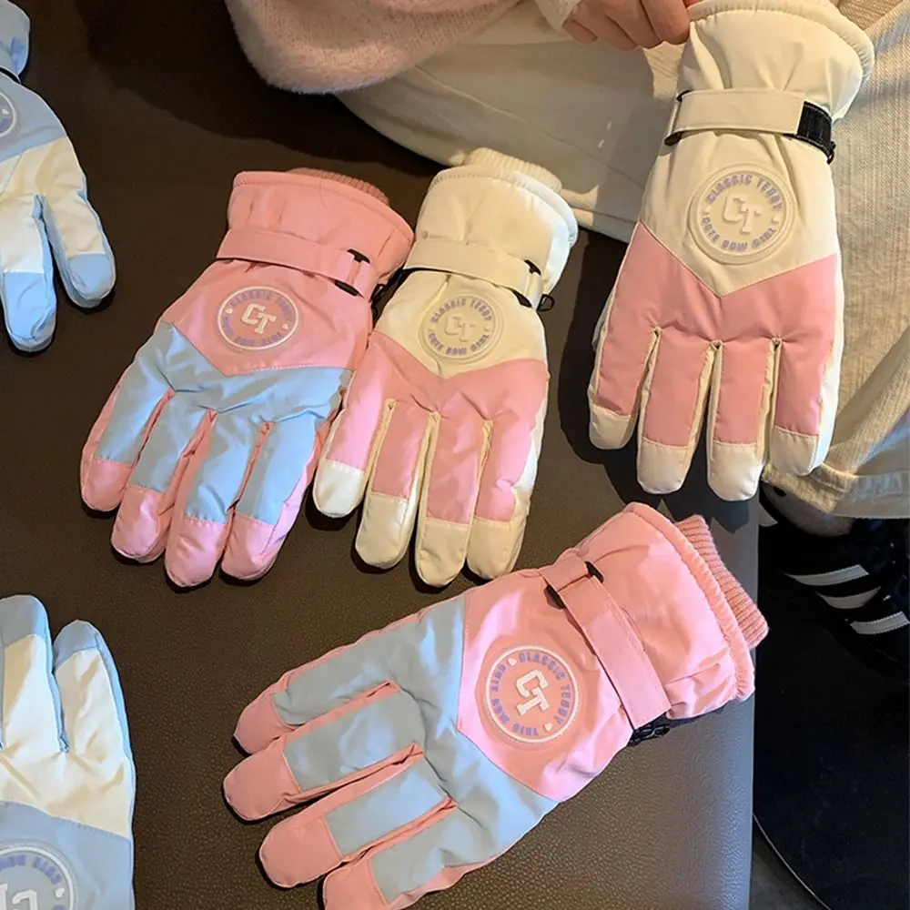 

Милые утолщенные перчатки для верховой езды, ветрозащитные, морозостойкие перчатки с длинными пальцами, лыжные перчатки, противоскользящие перчатки с сенсорным экраном, jazda на велосипеде