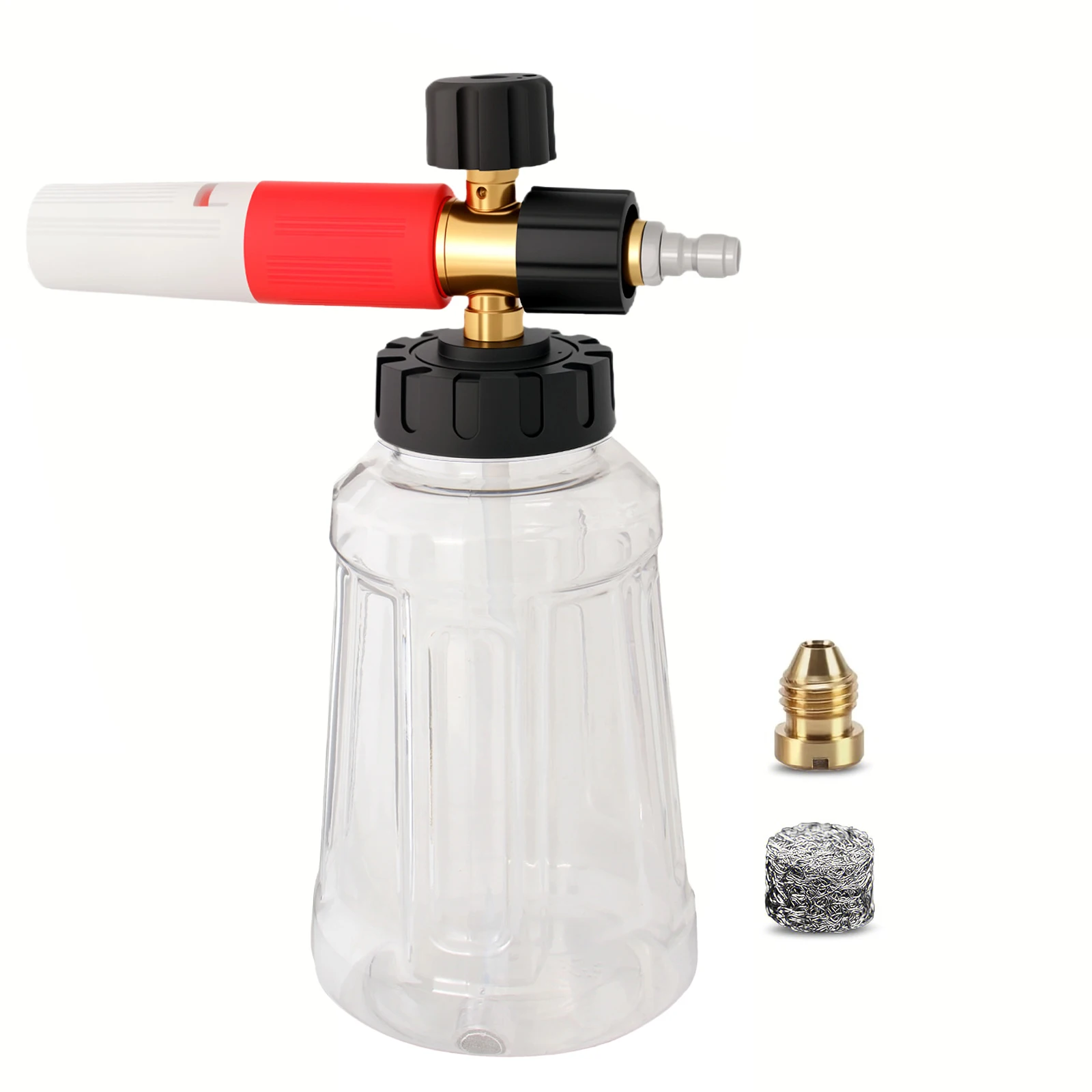 

New Generation 1L Foam Cannon 1/4" Quick Connect Adjustable Nozzle Red White Snow Foam Sprayer for Pressure Washer