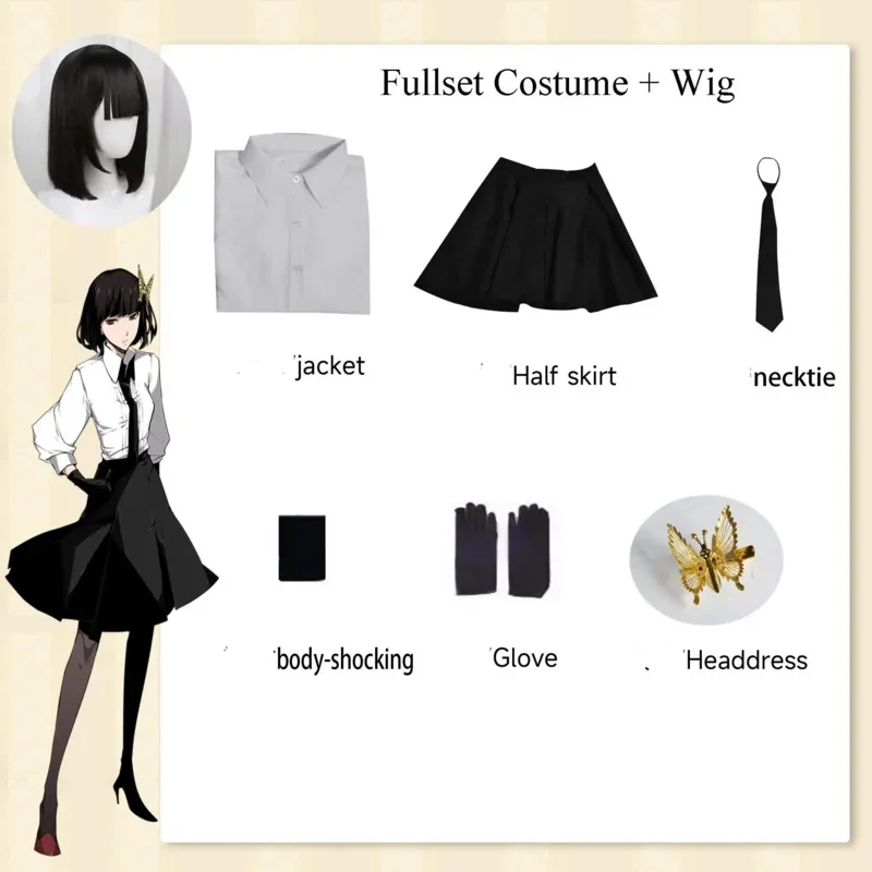 أنيمي بونغو الضالة الكلاب تأثيري ازياء زي مدرسي البدلة Akiko Yosano شعر مستعار الذهب فراشة تنورة الإناث S-3XL MN3