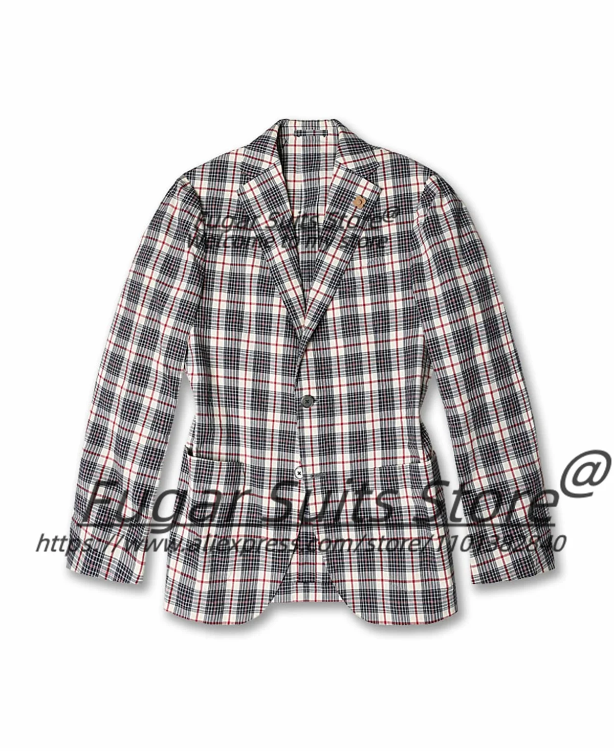 

French style Plaid Male Prom Blazers Customized Slim Fit Notched Lapel Groom Wedding Tuxedos 2 Pieces Sets trajes para hombre