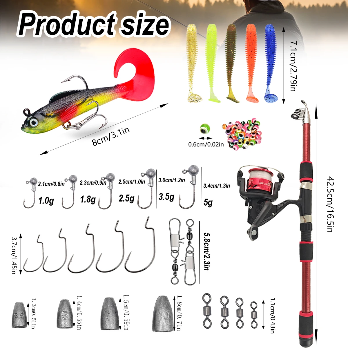 58pcs Beginner Fishing Rod Ree - Fishing Equipment Online recensione e prezzo