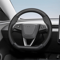 Suitable for Tesla Breathable Leather Matte Carbon Fiber Texture Steering Wheel Cover Suitable for Model 3 Y X S 19 Highland 2024 Juniper Cybertruck Accessories Car Intelligent Systems