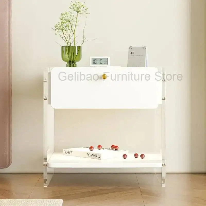 

Bed Narrow Table White Storage Locker Side Dresser Designer Coffee Bedside Hanging Bedside Auxiliary mesita Bookcase Cabinet