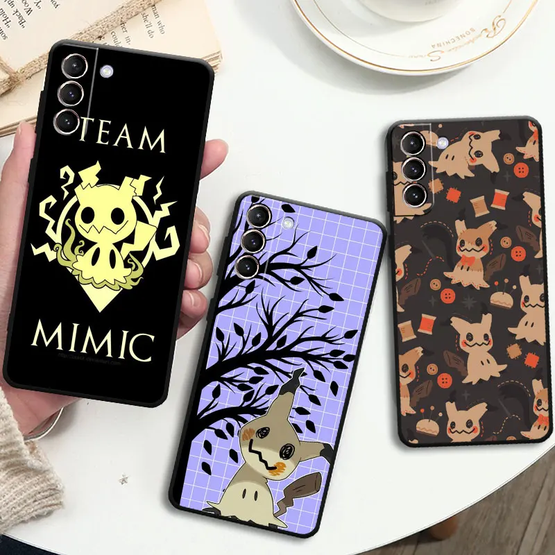 Black Case For Samsung Galaxy S20 FE S21 Ultra S22 Plus S10 Lite S9 S8 S10e S23 S24 Funda Phone Cover Mimikyu Pokemon Capa