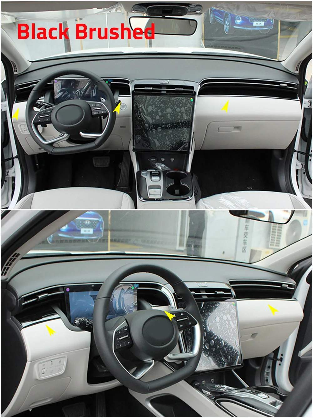 Car Dashboard Center Control Edge Trim Cover Interior Garnish Sticker Strips For Hyundai Tucson NX4 2021 2022 Accessories