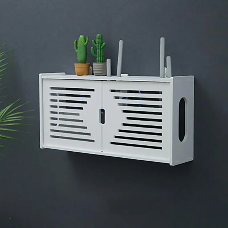 2 Size Non-slip Wifi Router Shelf Storage Boxes Cable Power Plus Wire Bracket Storage Boxs Wall Hanging Plug Bracket Organizer