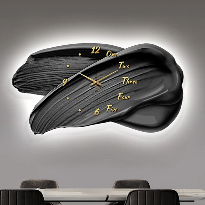 ساعات حائط أنيقة لغرفة النوم الحديثة ساعة حائط فاخرة لغرفة المعيشة ساعات جدارية صامتة ساعة ديكور غرفة بينتيريست مع ضوء #1