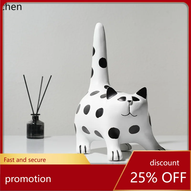 

YFY Modern Minimalist Black and White Cat Creative Home Children's Room Decoration Desktop Coffee Table Ornament