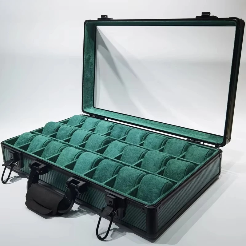 Aluminum Case Watch Box 24 Slots Watch Storage Luxury Suitcase Watches Collection Box Display Travel Organizer for Men Gifts