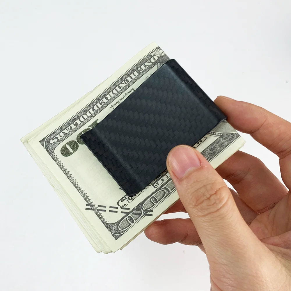 3K Twill Black Genuine Carbon Fiber Slim Credit Card Holder Wallet Carteira for Men Money Clip