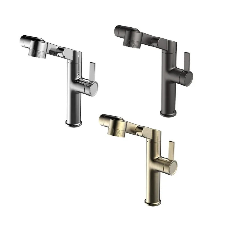 Modern Bathroom Sink Tap Adjustable Brass Wash Basin Faucet 360 Rotation 3 Functions Hot Cold Water Mixer Single Handle Ceramic