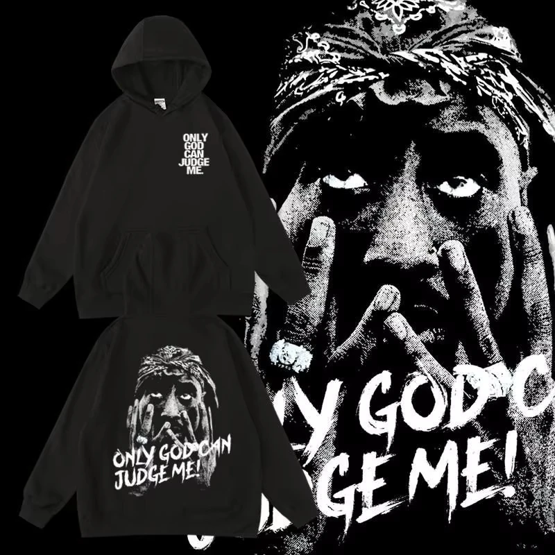 

Trend West Coast European and American Hip Hop Rap 2pac Autumn and Winter Hooded Sweater Men's and Women's Same Pullover Hoodie