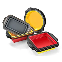 Food Grade Non Stick Folding Silicone Cake Baking Mold Round Shape Rectangular Silicone Bread Pan Cake Round Shape Mold