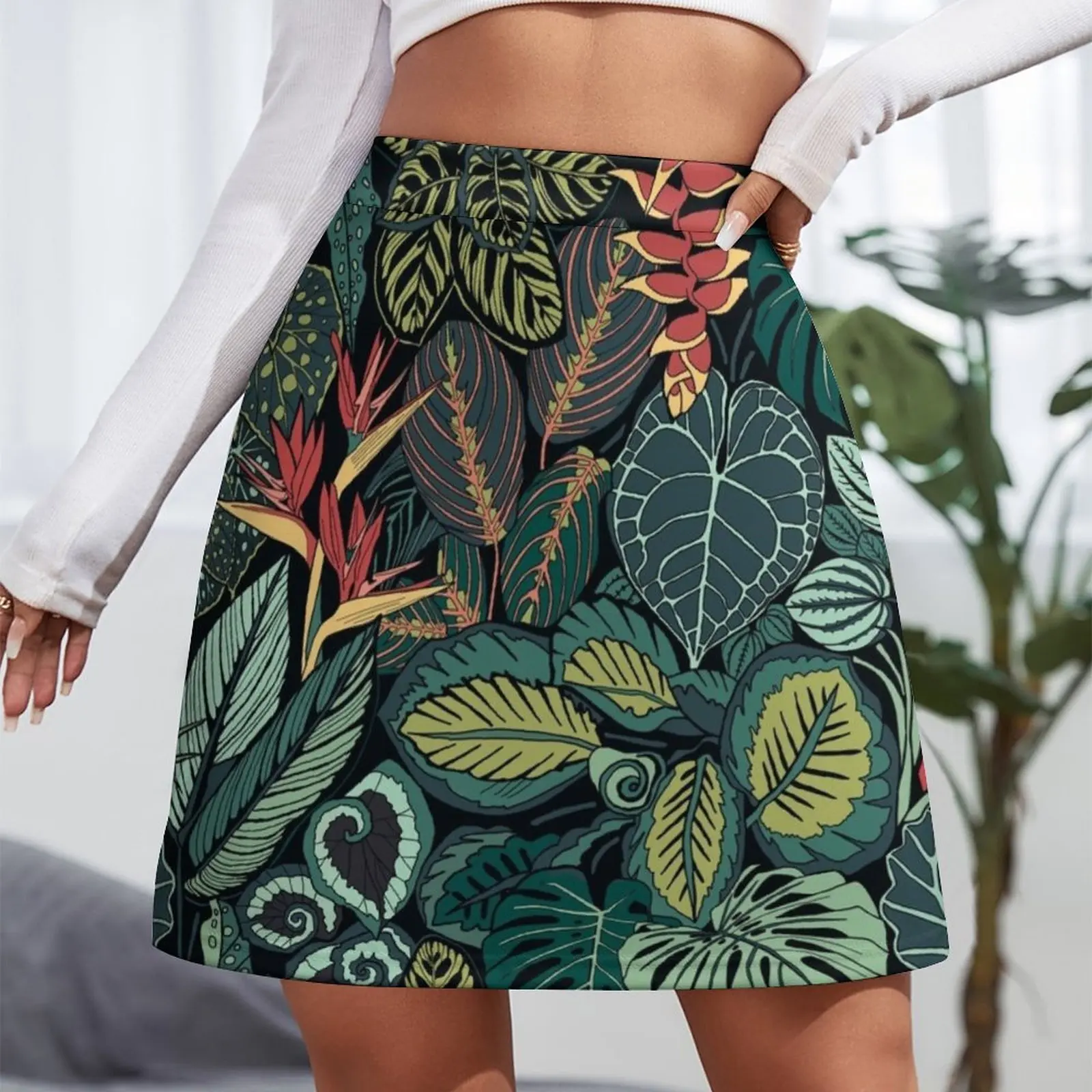 Rainforest Leaves Mini Skirt micro mini skirt extreme Skirt shorts