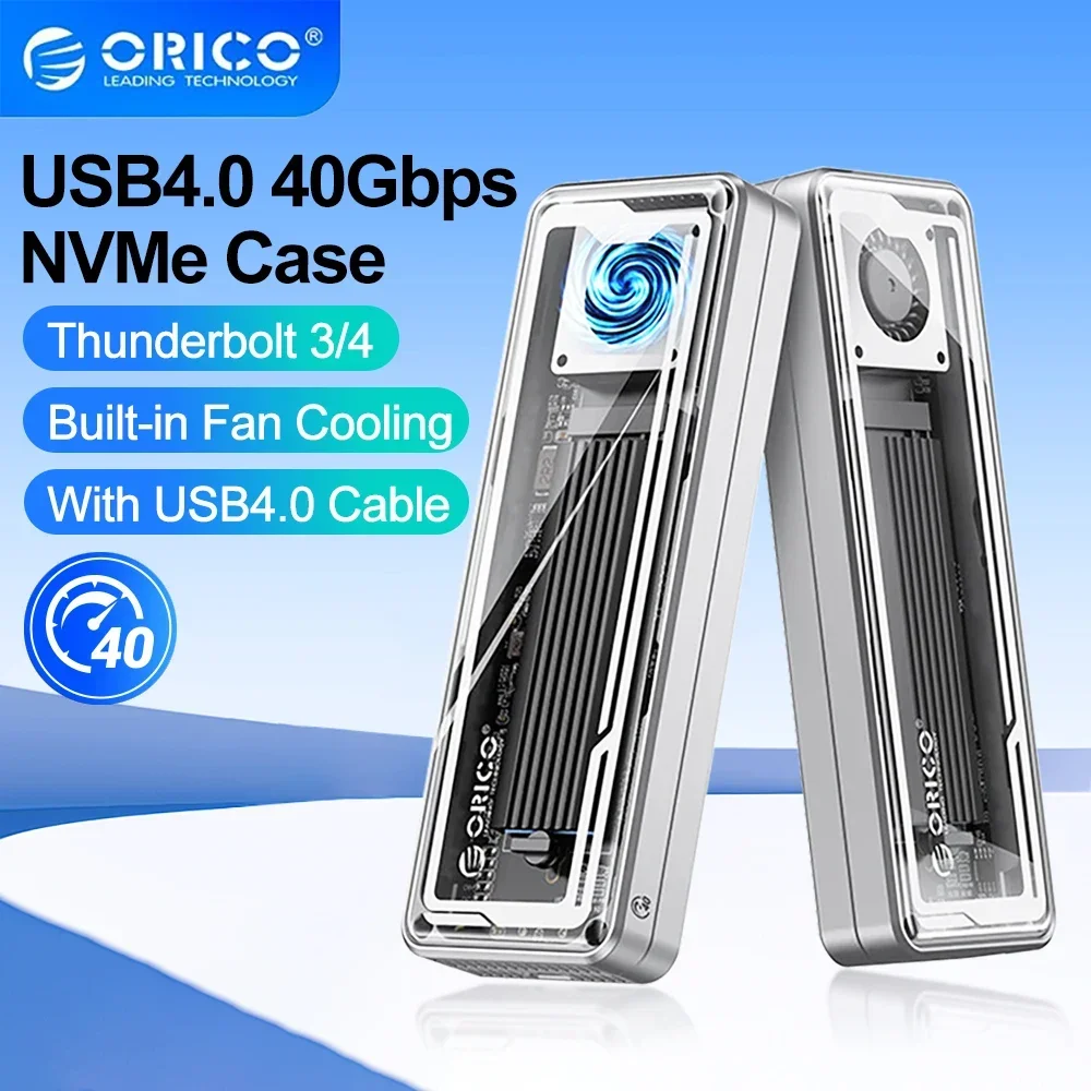 ORICO 40Gbps M.2 NVME SSD Caja USB C USB4.0 con ventilador de refrigeración Compatible con Thunderbolt 3/4 Soporte hasta 8TB SSD