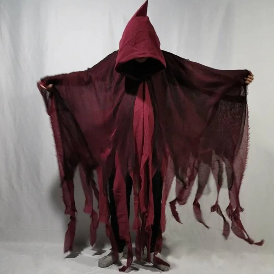 Halloween Ghost Dementors Cosplay Costume For Adult New Gothic Horror Zombie Tattered Hooded Capes Day Of The Dead Party Cloaks