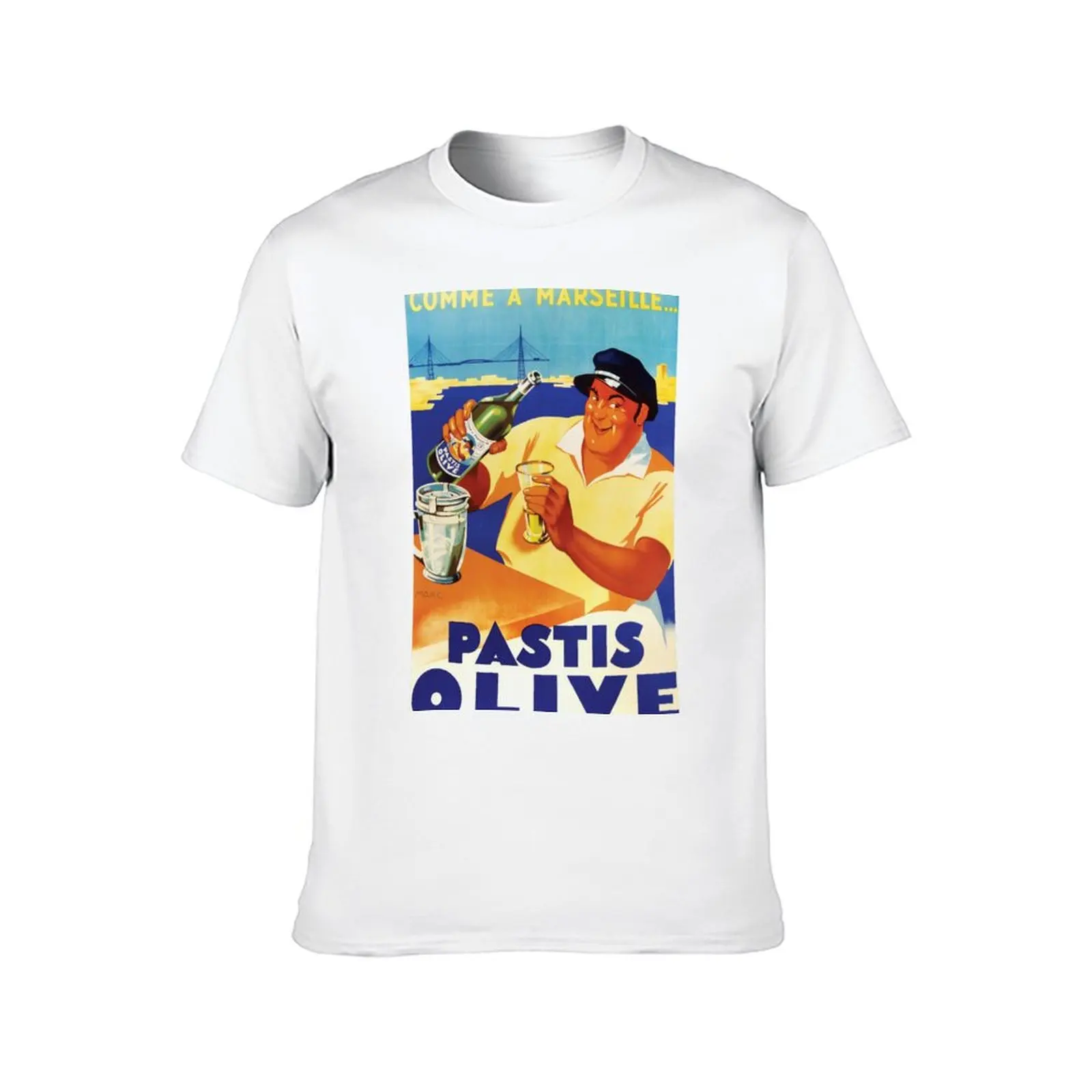 Olive Classic Poster t custom t luxury T-Shirt man print Vintage Pastis shirt shirt
