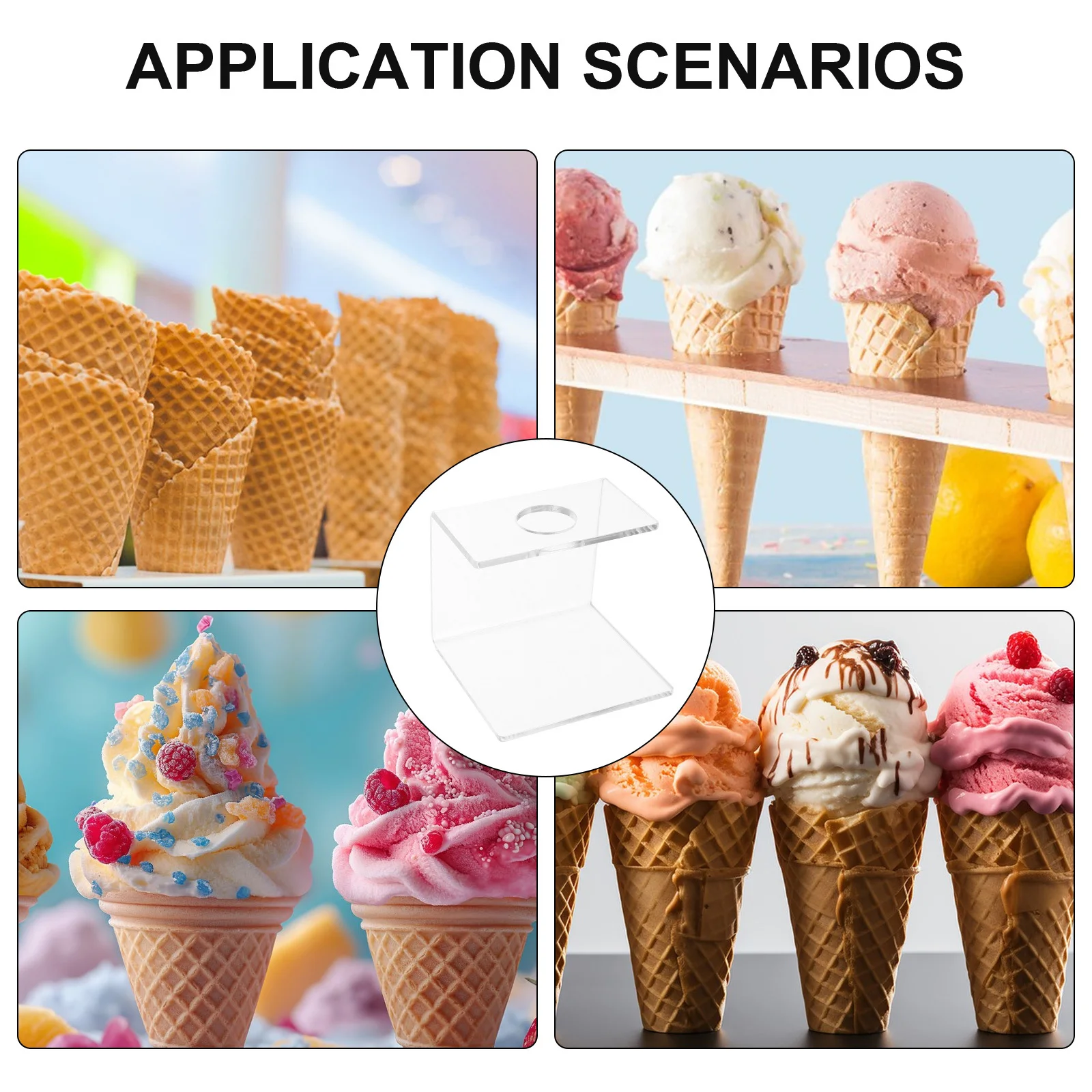 حامل مخروطي آيس كريم أكريليك شفاف حامل مخروطي شفاف رف شاشة حامل الوجبات الخفيفة المستقر لطاولة الحلوى للحفلات #3