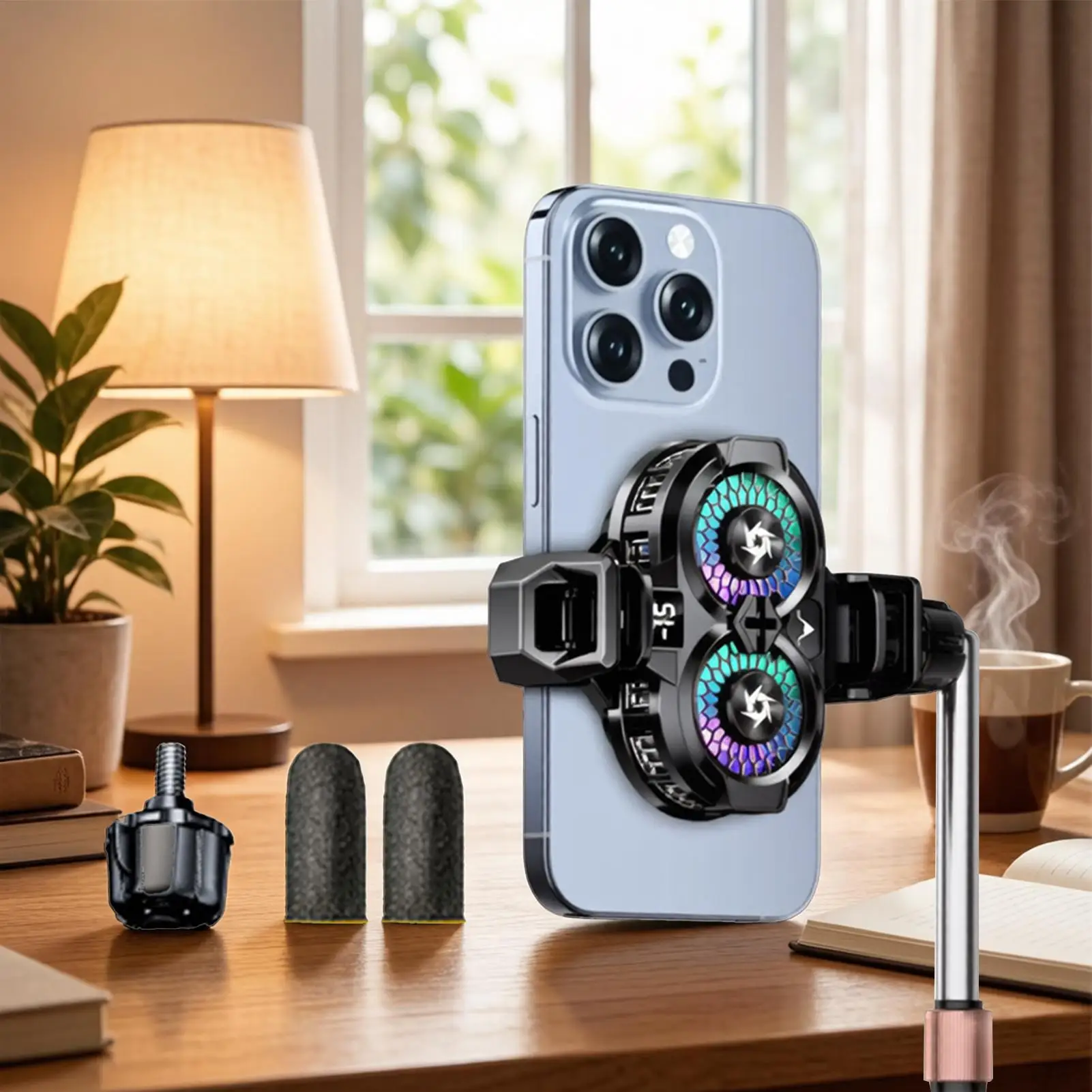 Phone Cooler Cellphone Double Semiconductor Clip with Digital Display Phone Cooling for Mobile Game Live Streaming Outdoor Home