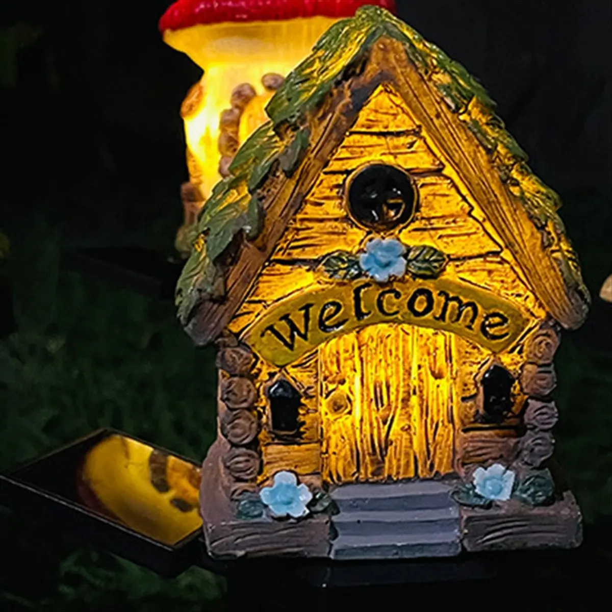 

*AA99Z 1pc Solar Light Resin Novelty Waterproof Small House Led Floor Plug Light for Outdoor Garden Lawn Decoration B