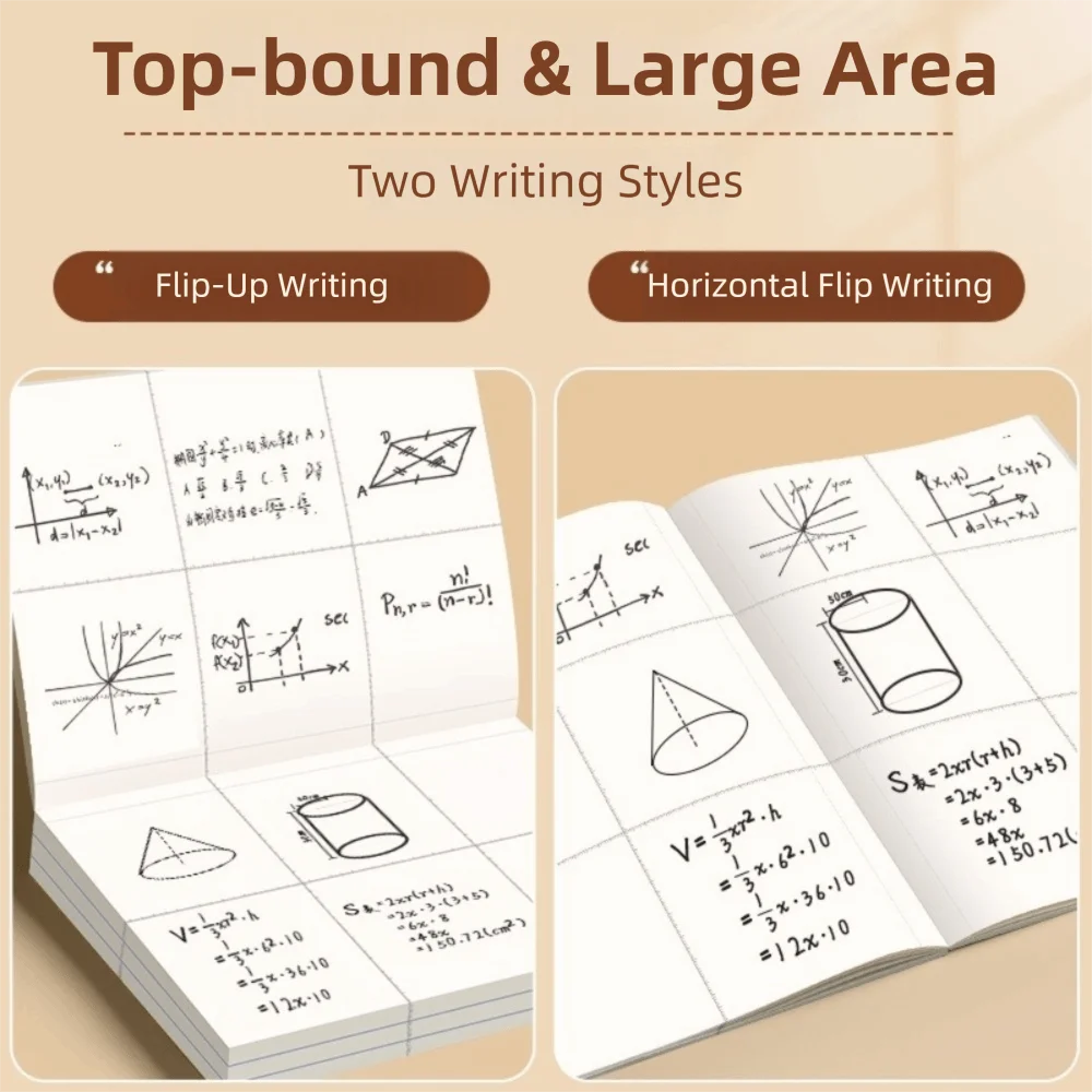 50 Sheets Flip-Up Draft Notebook Partition/Blank Design with Tearable Pages Note Paper 16K Math Scratch Paper School Office