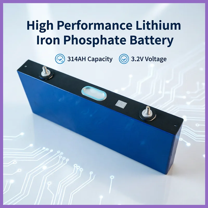 3.2V 314Ah LiFePO4 Battery Cell, 3C High Discharge Rate Deep Cycle Rechargeable Battery for Solar Storage, RV, Marine, UPS, AGV