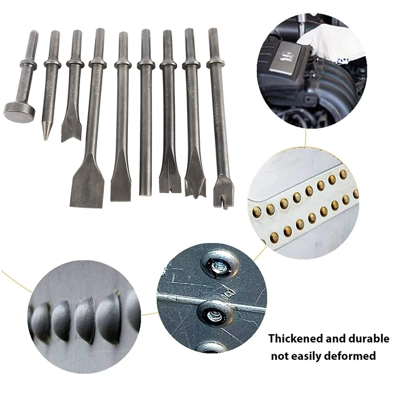 Air Chisel Head Set Air Shovel Head Air Impact Hammer Bit Pneumatic Tool Kit Car Repair Tool