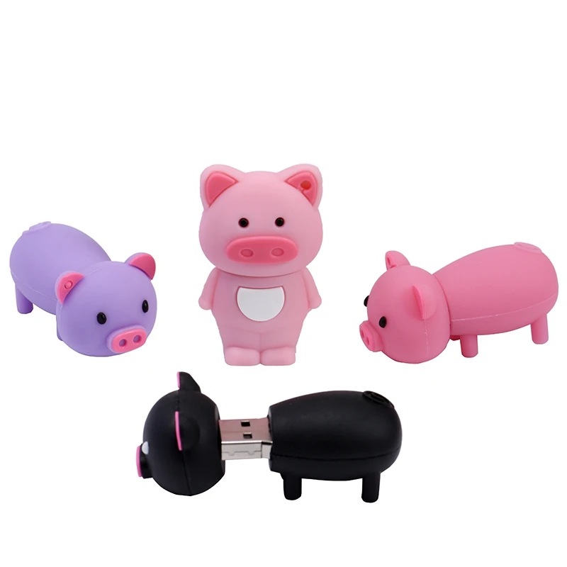 Cute Piglet Series Pen Drive Real Capacity USB Flash Drives With Key Chain Memory Stick Pendrive 64GB/32GB/16GB/8GB/4GB U Disk