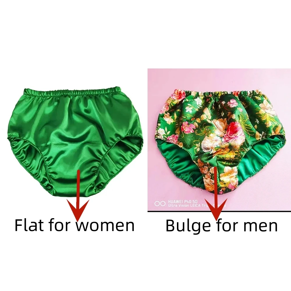 

Double-layer Ice Silk Floral Man Underpants Plus Size Underwear Sexy Medium Waist Briefs Women's Lingerie