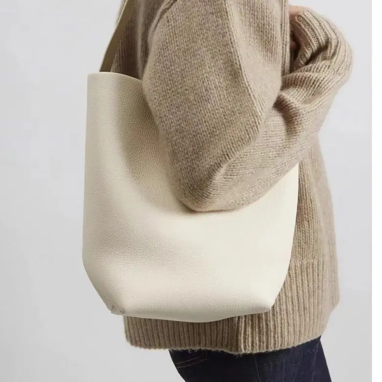 Bucket Bag Genuine Leather Large Capacity Bag Soft Leather High-end Commuter Tote Women's Shoulder Handbag