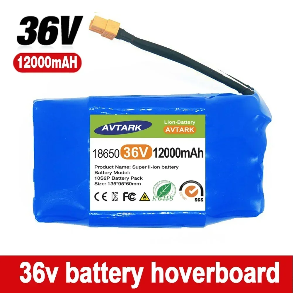 36V Rechargeable Li-ion Battery Pack 12000mAh 12Ah Lithium Ion Cell For Electric Self Balance Scooter Hoverboard Unicycle