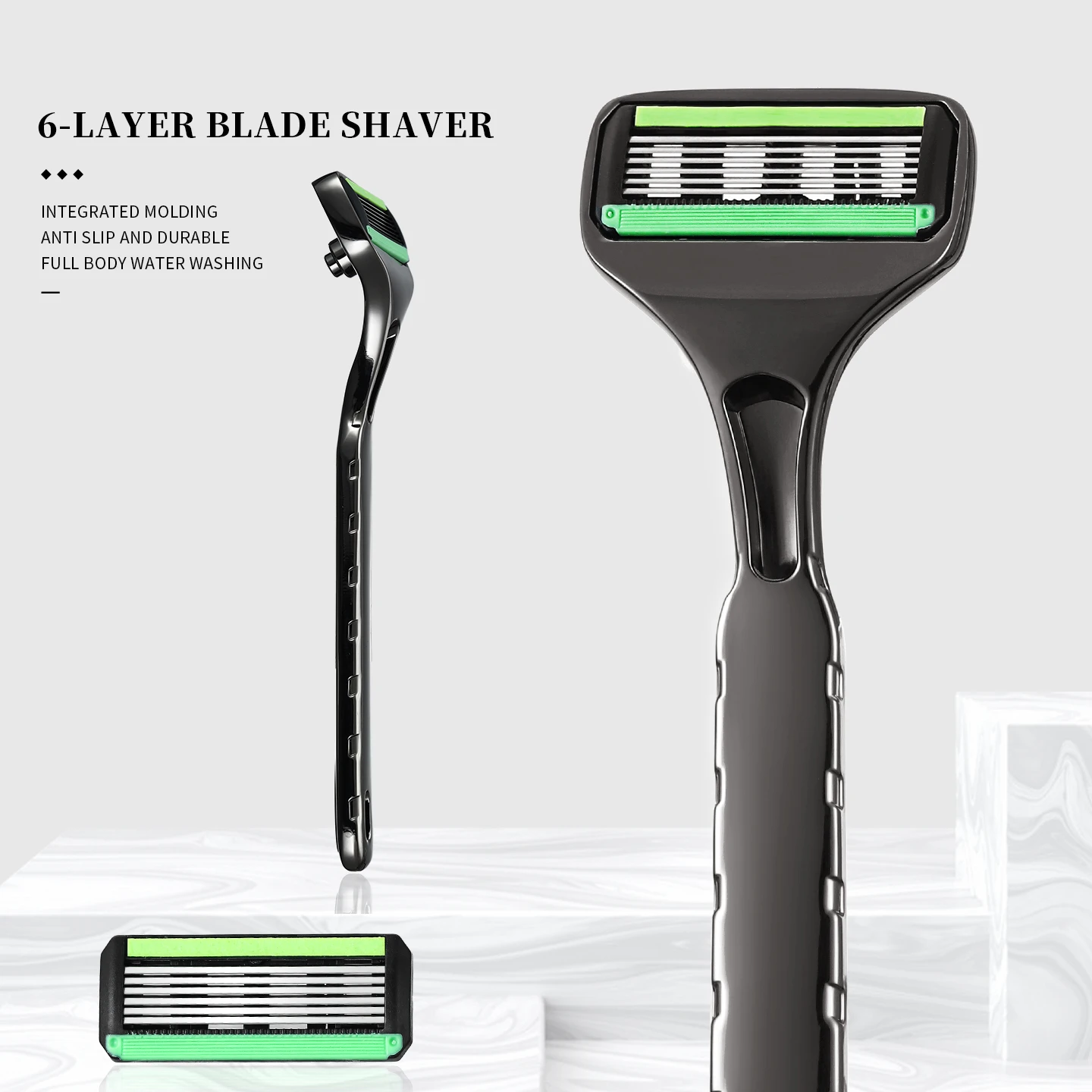 ماكينة حلاقة يدوية بستة طبقات ماكينة حلاقة للرجال شفرة ستة طبقات متكاملة جميع المعادن ماكينة حلاقة يدوية لللحية