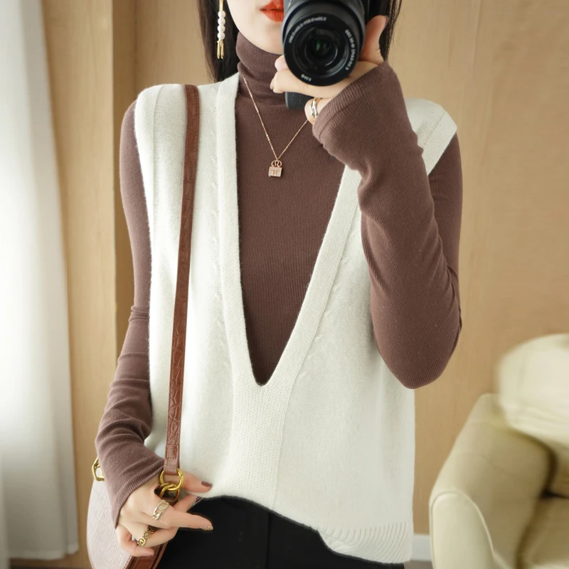 Spring And Summer Cashmere Knitted Vest Women\'s V-Neck Sleeveless Pullover Fashion Loose And Thin Solid Color Outer Wear GH2219