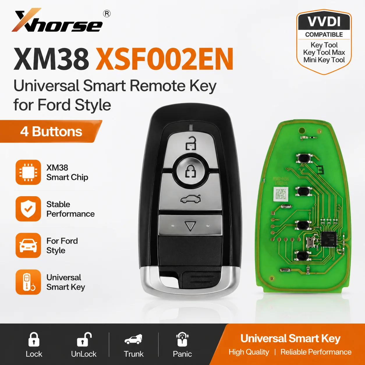 Xhorse XM38 XSFO02EN Universal Smart Remote Key for Ford Style XSFO02EN 4 Button Smart Key for VVDI Tool Key Programmer