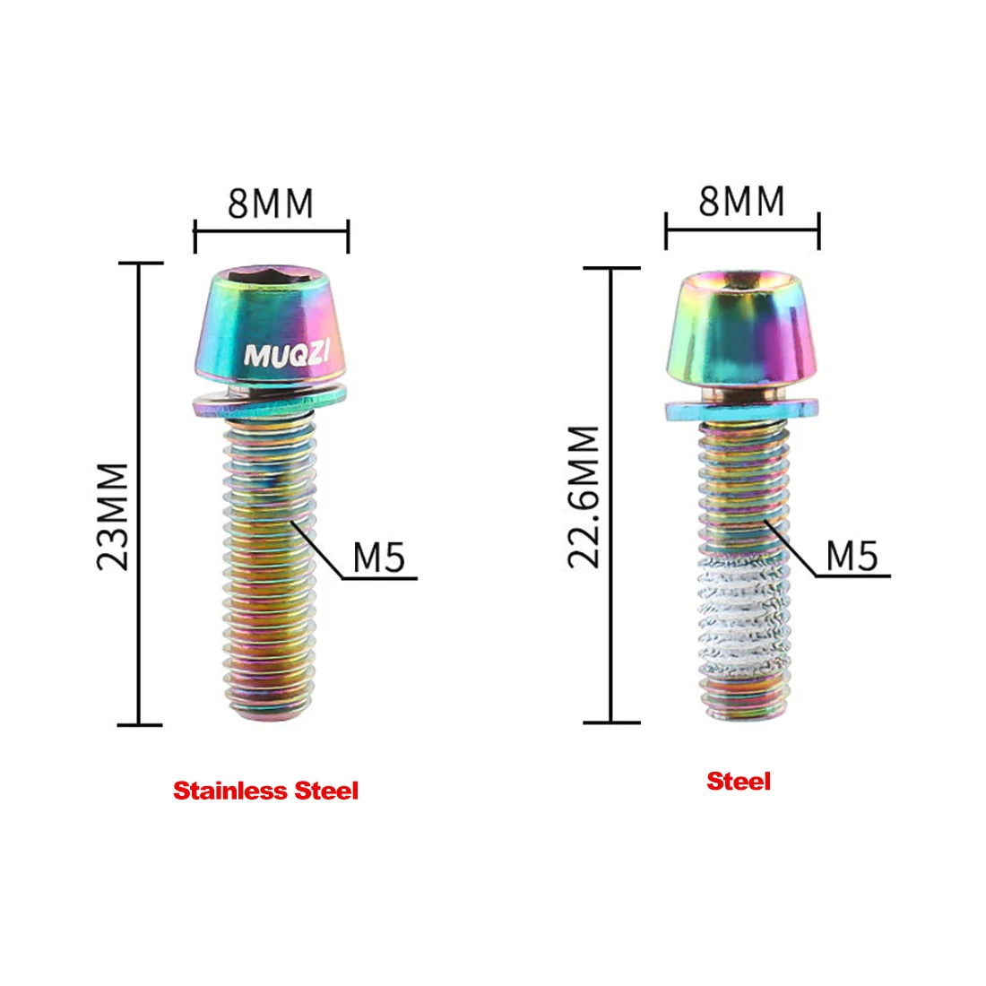 6pcs Stem Bolts M5x17mm Bicycle Handlebar Stem Screw Colorful Fixing Screws With Washer MTB Road Bike Stem Riser Screw