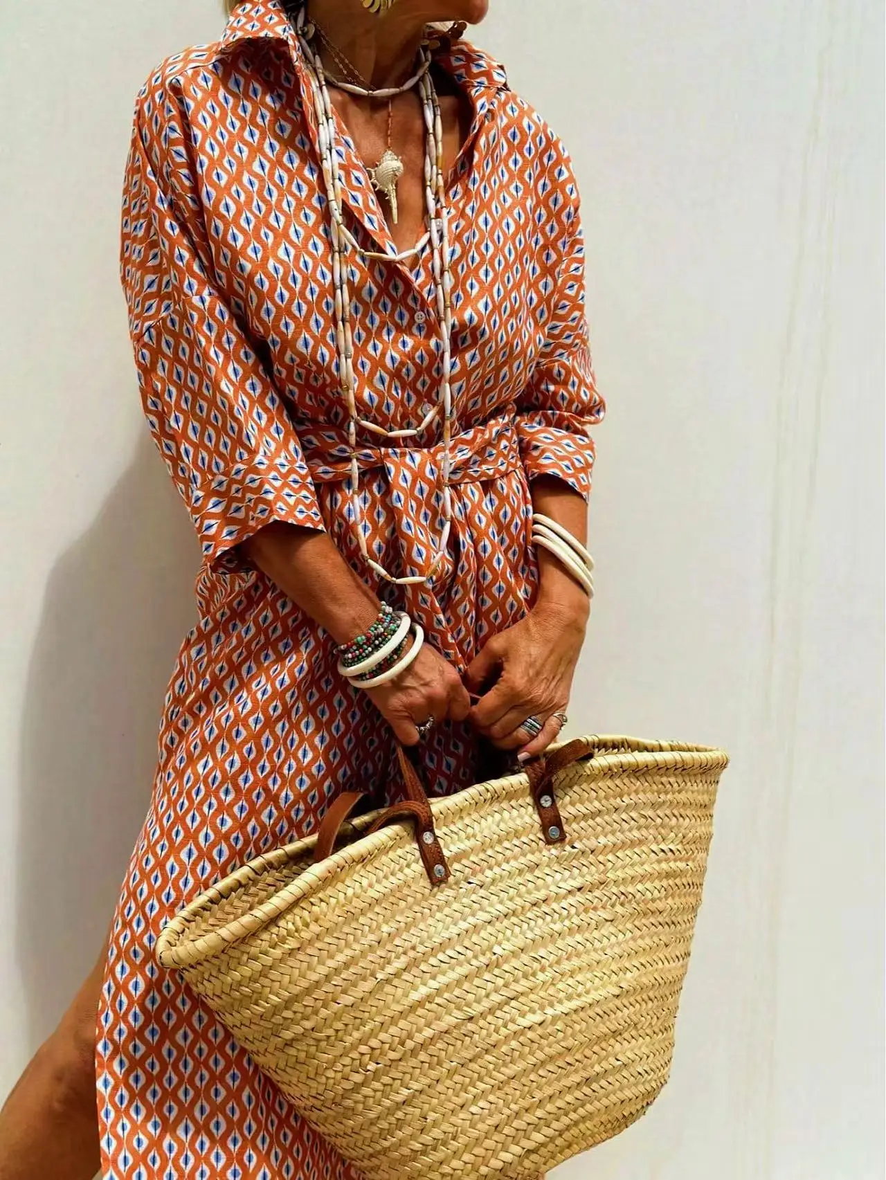 แม็กซี่เดรสพร้อมเข็มขัด ลุคผ้า - Casual Loose Linen Shirt Dress บทวิจารณ์และราคา